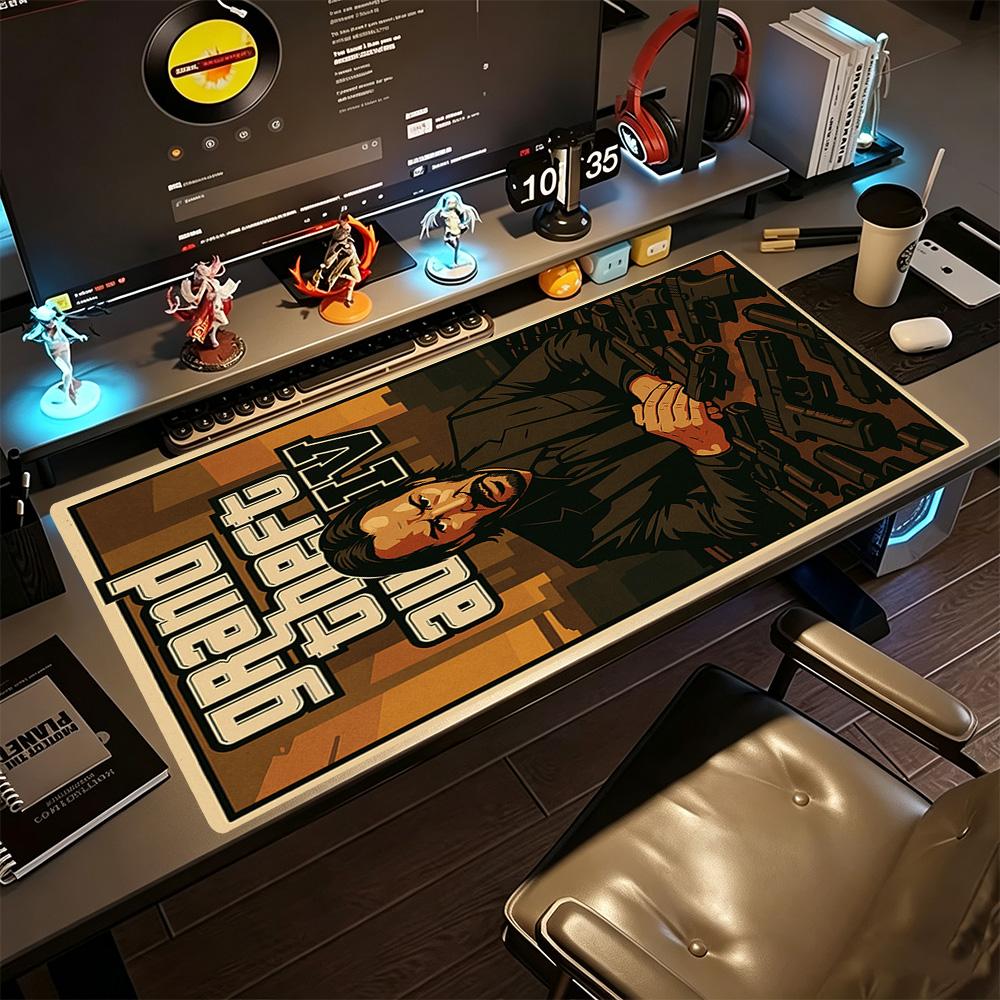 Gta Large Mouse Pad Desk Mouse Pad Ultra-Long Desk Mat Non-Slip Rubber Base Office Desk Accessory