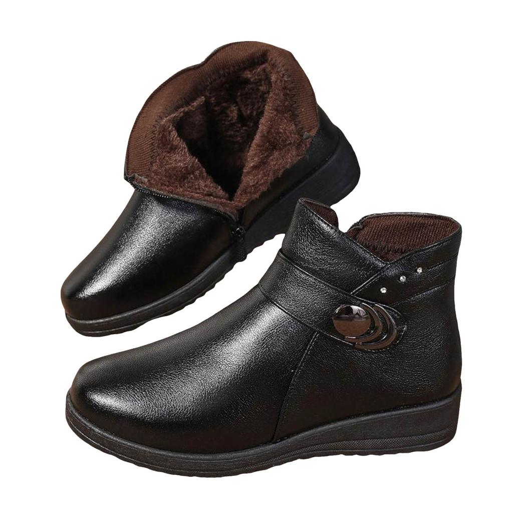 Women'S Warm Boots Winter New Comfortable And Fashionable Round Toe Ankle Boots Wide Boots For Women Botas Invierno Mujer