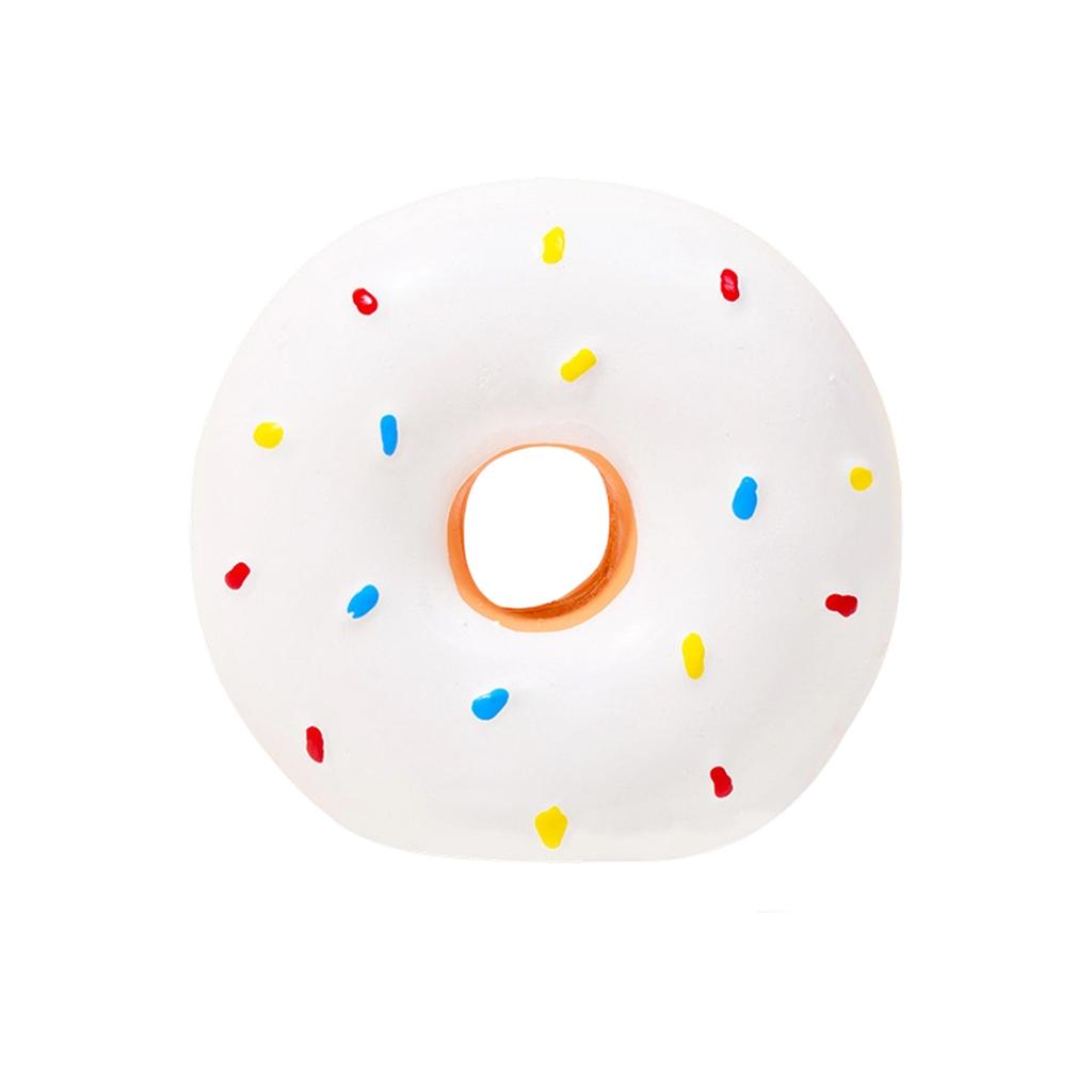 Cute Colorful Donut Shaped Squeaky Dog Toy Soft Latex Material Pet Chew Toy For Teething And Interactive Play