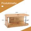 Modern Coffee Table with Storage, Natural Wood and Glass Shelf, Minimalist Living Room Table for Home Office, Apartment and Small Spaces (100x60x42cm)