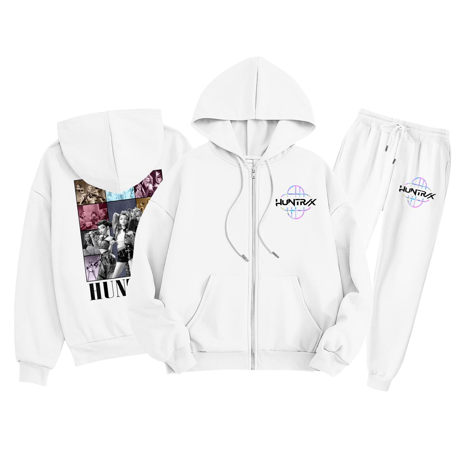 

Детская мода Толстовка с капюшоном на молнии с длинными рукавами и спортивные штаны Однотонный комплект толстовки с карманами 160 белый