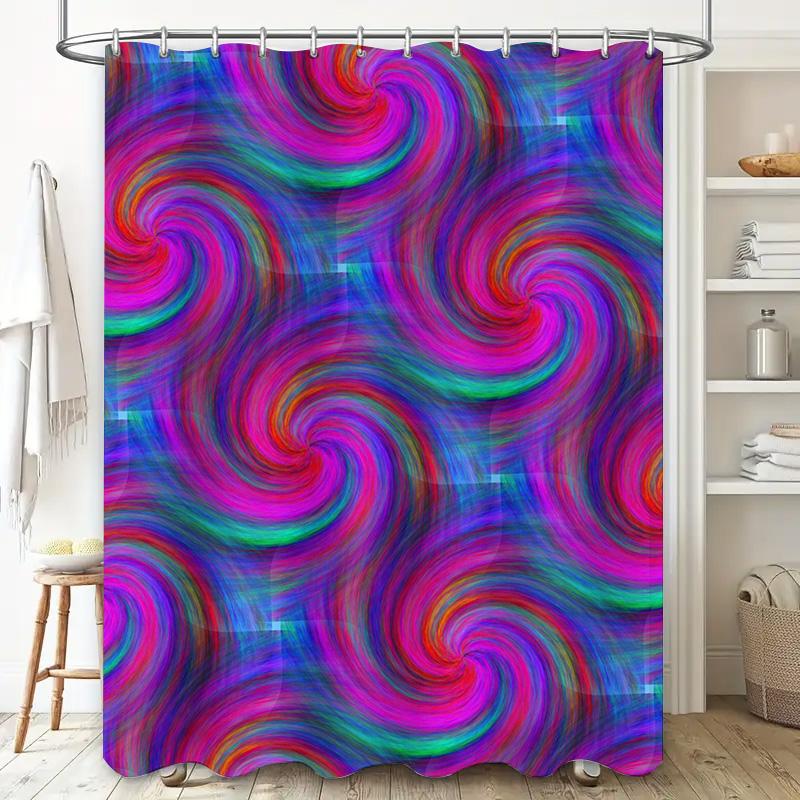 Colorful Swirl Shower Curtain Bold Bath Decoration for Modern Home Decorations with Hooks Included