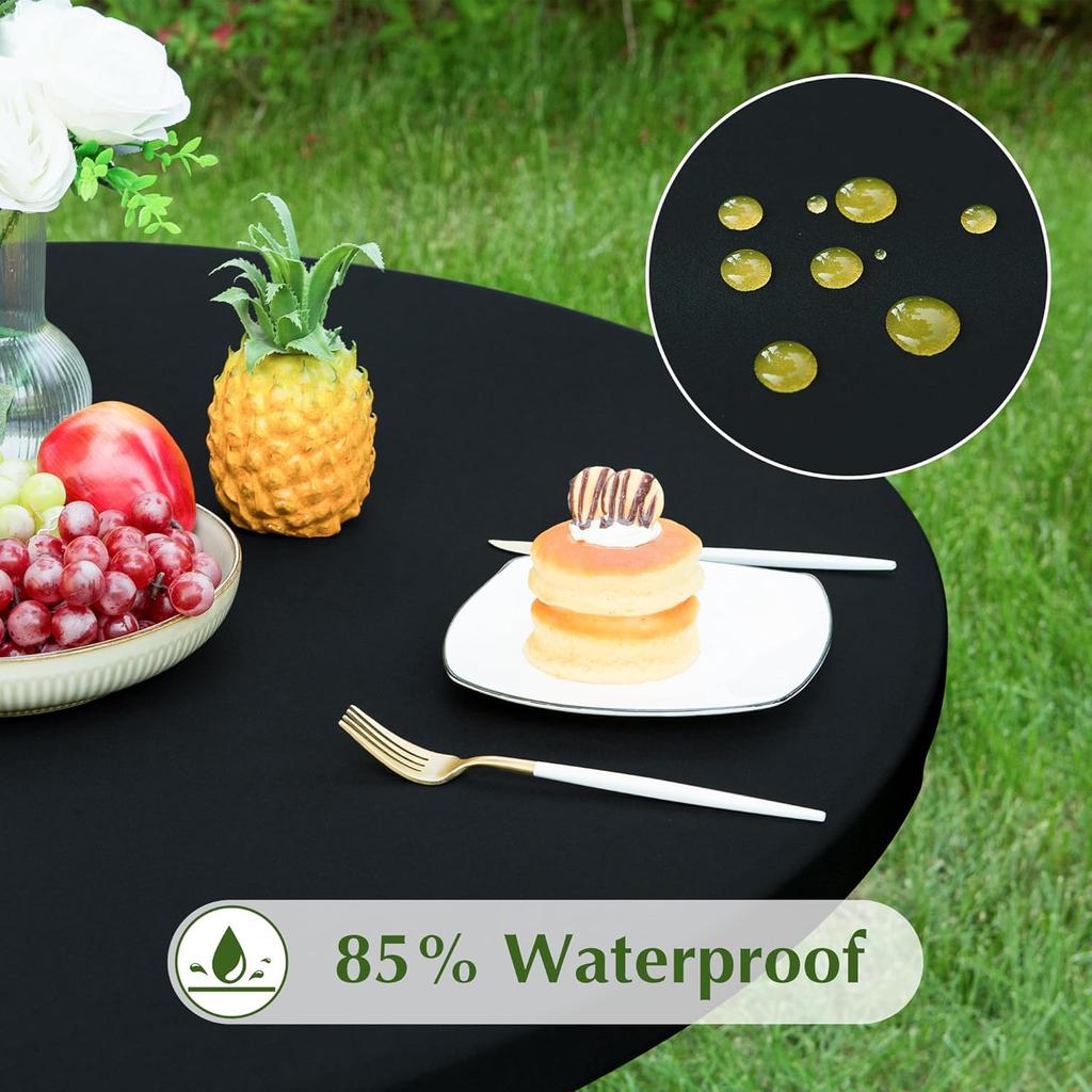 2Pcs Round Spandex Tablecloth Cocktail Table Cover Stretch Washable Picnic Table Cover for Camping,Dining,Indoor and Outdoor
