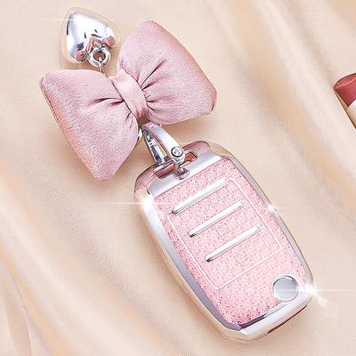 Crystal Pink Tpu Key Case For Kia Rio Optima Sportage Sorento Soul Ceed Cerato Forte Seltos 3 Button Remote Car Key Cover Fob