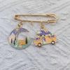 Retro Bohemian RV Camping Decorative Brooch Pendant