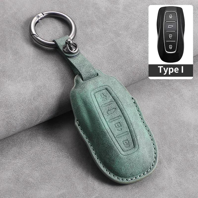 Étui de protection en cuir pour clé de voiture à 4 boutons Pour Ford Tourneo Custom Equator Sport Equator Pour Jmc Territory Accessoires de clé gray