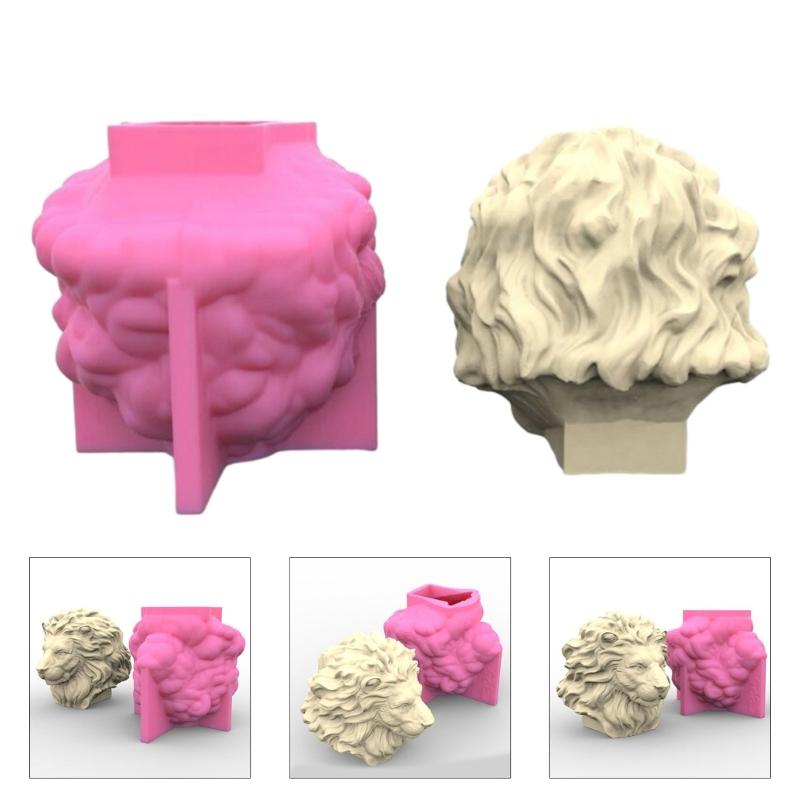 Lion Heads Decoration 3D Candle Soap Mould  Candle Epoxy Mold Handmade   Wax Soap Molds for Decoration