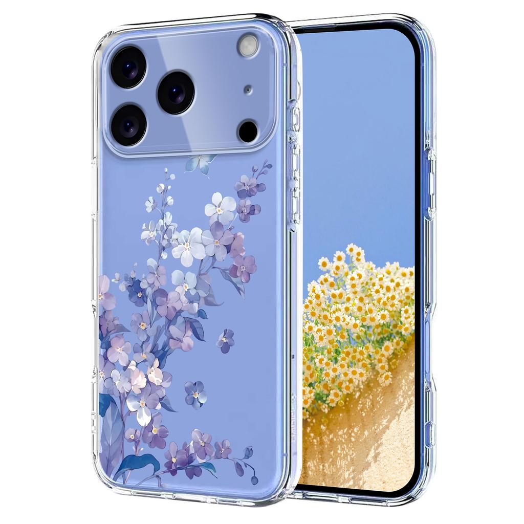 For iPhone 17 Pro Max Case Butterfly Floral Pattern Printing TPU Phone Back Cover