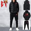 Herren Freizeit Sets Weste + Kapuzenpullover + Hose 3-teiliger Trainingsanzug Männliches Sportbekleidungs Set Hip Hop Oberbekleidung Trainingsanzug