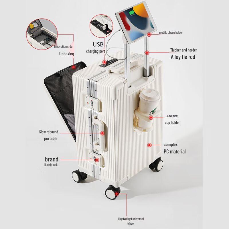 Xiaoyan Multifunctional Business Carry-On Luggage with USB and Cup Holder