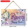 2d Flat 28*18.5cm, Easter Home Decoration, "He Resurrected", Creative Decorative Board with Wooden Cross Logo, for Home, Garden, Club Decor.
