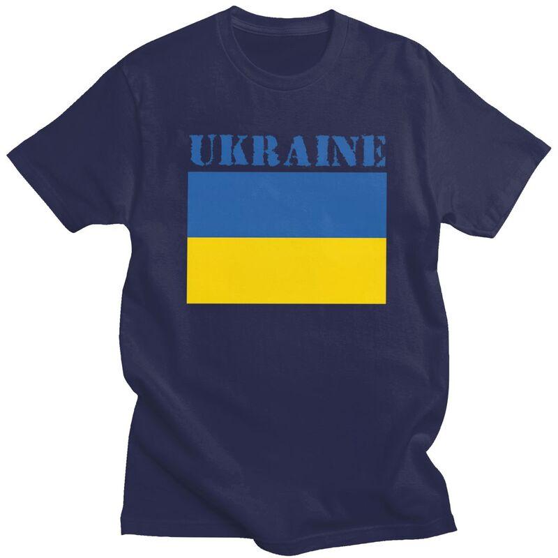 Custom Ukraine Flag T Shirts Men Pure Cotton Tees Tshirt Tshirt Clothing