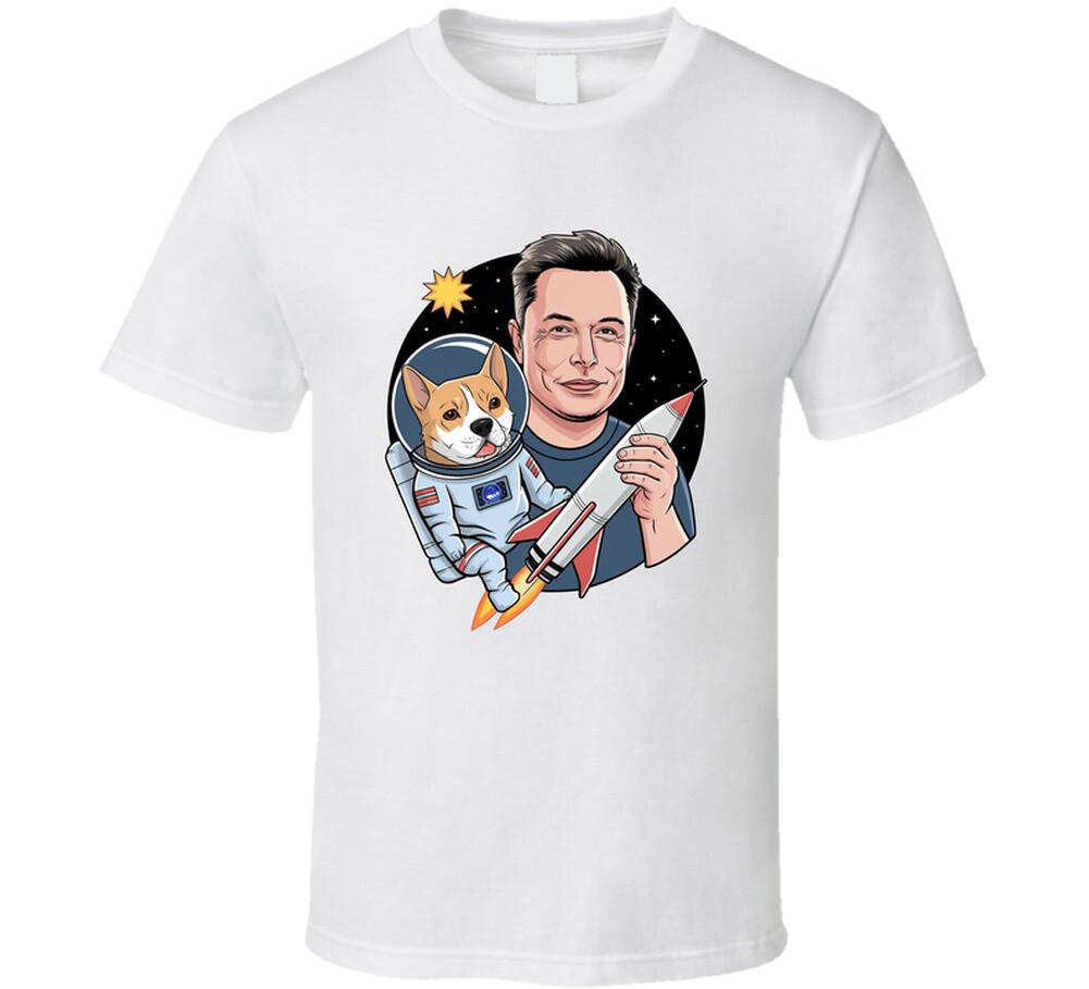 Elon Musk Space Dog Rocket Man Cute Doge T-Shirt Fun New Trendy Space-Themed Tee XXL