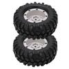 2PCS 1.9 Inch Metal Wheel Rims Hubs and 96mm Rubber Tires Set for Tamiya CC01 D90 RC CarSilver