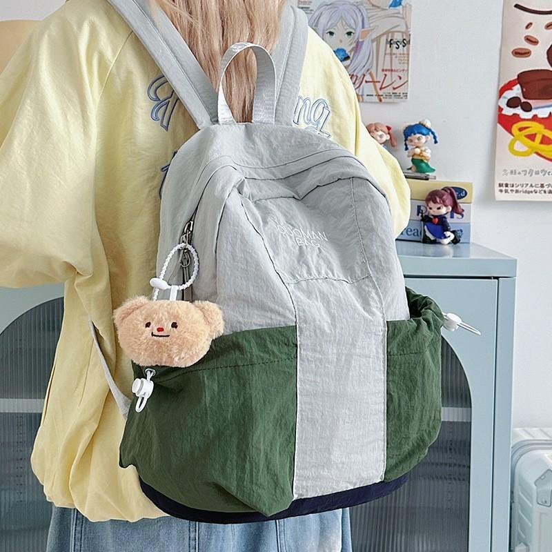 Nylon Student Backpack With Breathable Design And Letter Pattern For Daily Use