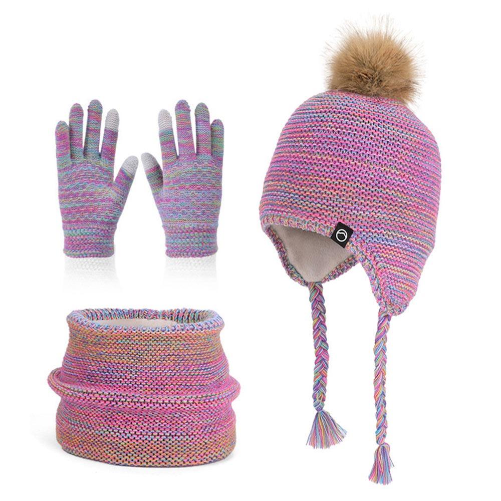 Windproof Toddler Bonnet Plush Beanies Hat Fashion Pompom Knitted Hats Outdoor