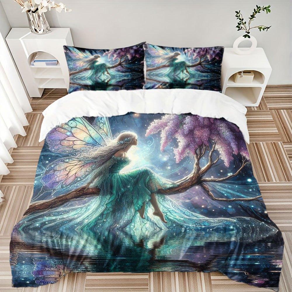 Alice Fairy 3pcs Quilt Set 1*quilt Cover+2*pillowcase Printed Duvet Cover And Pillowcase Three-Piece Set Bedding for Bedroom