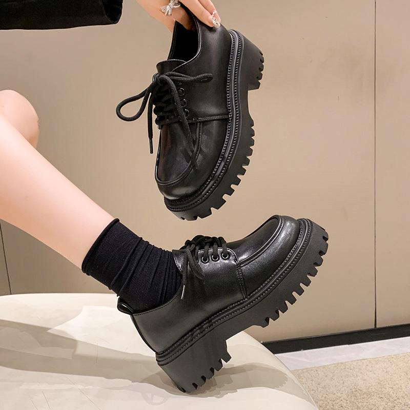 British Style Platform Loafers, Muffin Small Leather Shoes for Women 2025 New Height-increasing Retro Versatile Japanese Jk Single Shoes for Women