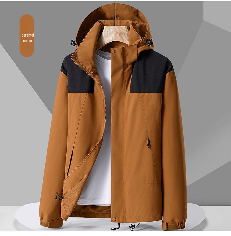 Mountain Series Colorblock Windbreaker für Frühling/Herbst: Dünne Kapuzenjacke für Tibet, Wasserdicht, Winddicht, Unisex Warmer Mantel Deng