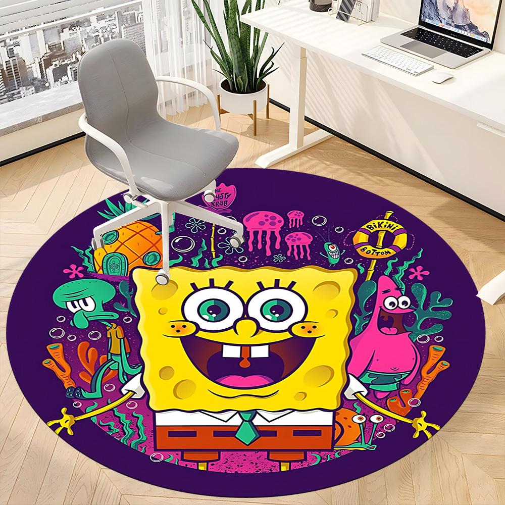 1pc Sponge Bob Chair Carpet for Office Non Slip, Machine Washable Rug for Office, Room Holiday Decor for Christmas, Birthday Polyester