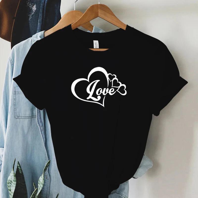 Lover Heart Graphic Summer T Shirts Women Hearts Gift Short Sleeve Tshirt Round Neck Classic Tops Lover Heart Essential Tshirt