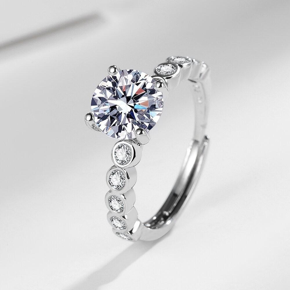 2026 Two-carat Temperament Princess Inlaid Zircon Ring Jewelry Ring Women s Jewelry Resizable