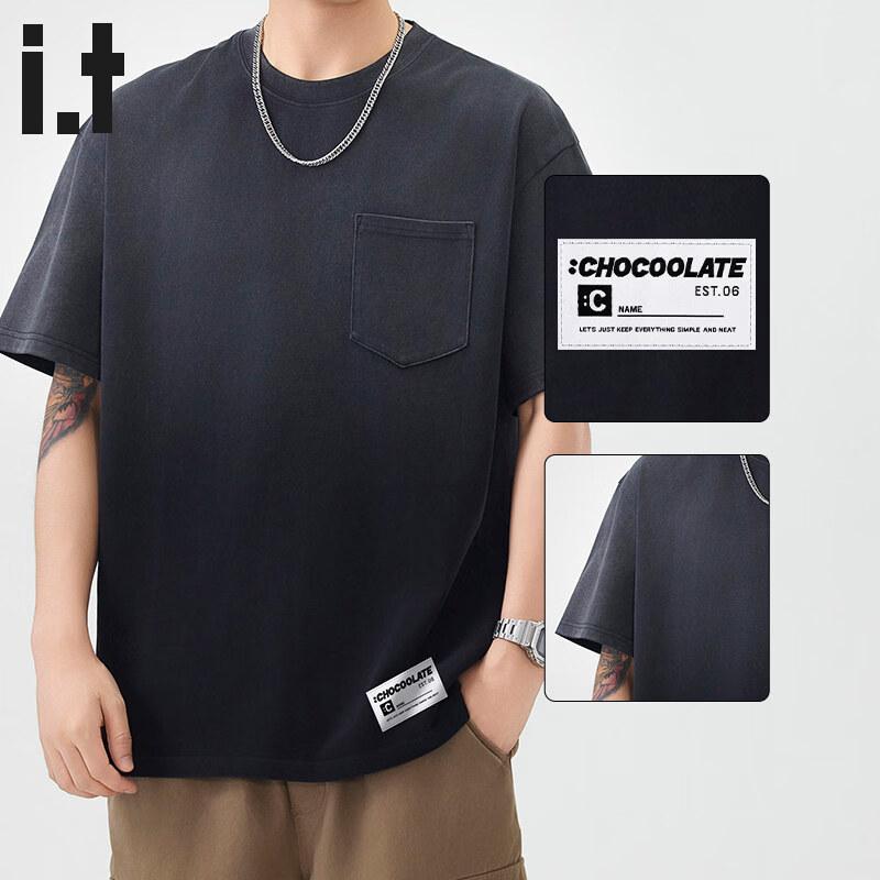 :CHOCOOLATEit Men s Washed Gradient Cotton Short Sleeve T-Shirt 4XL