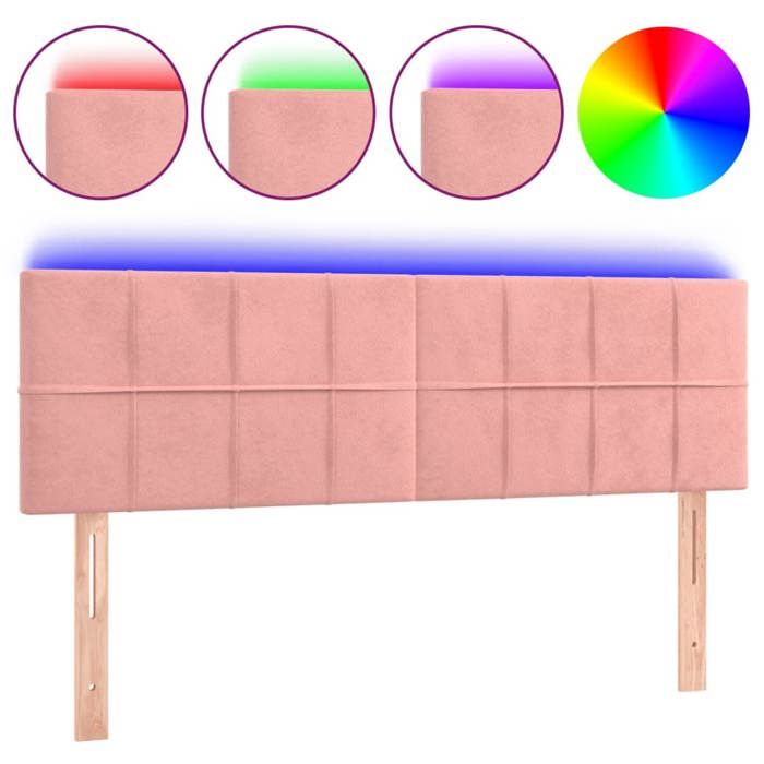VidaXL LED Headboard Bedroom Furniture Double Bed Accessory Head of Bed Frame Interior Pink 3121665