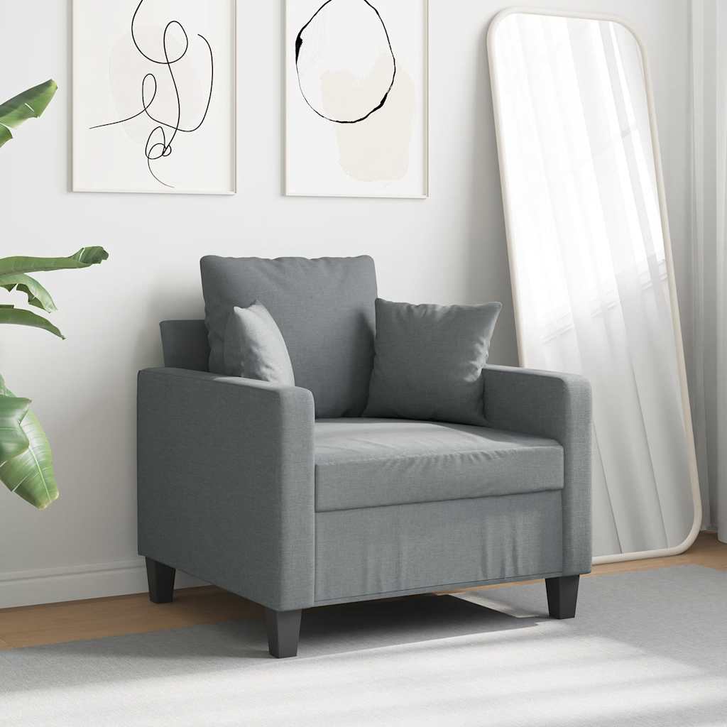 Vidaxl Armchair, Light Gray, 60 Cm, Upholstered In Fabric