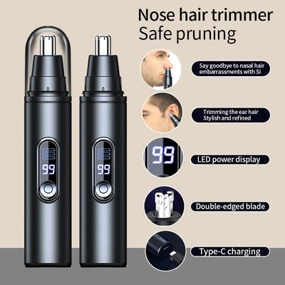 Mini Pocket Nose Hair Trimmer Rechargeable Painless Clipper Nose Ears Hair Waterproof Blade Portable Trimmer With Power Display