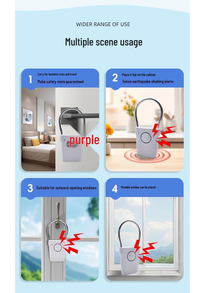 Rechargeable 130dB Personal Anti-theft Door/Window Alarm