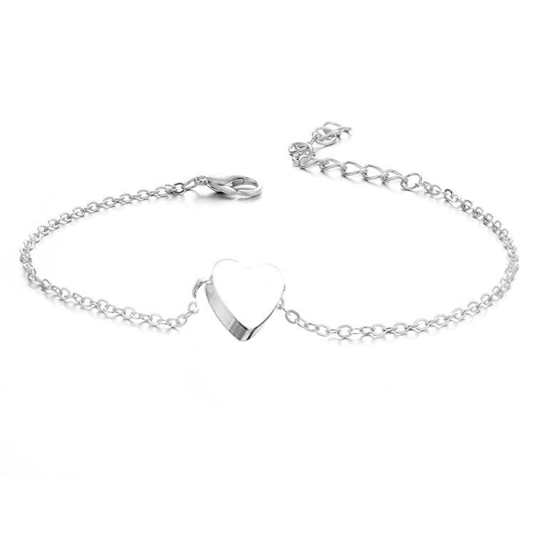 Summer Beach Heart-Shaped Bead Chain Anklet for Women