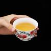 Tea Gaiwan Tea Cup White Jade Ceramic Teacup Peach Pattern Bowl Shaped Tureen Chinese Kung Fu Teaware Gift Drinkware