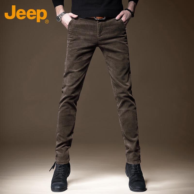 Jeep Men's Autumn Winter Stretch Corduroy Casual Trousers