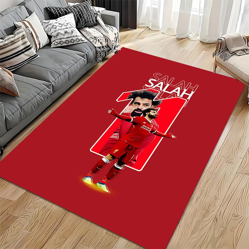 Red Soccer Star Design Carpet Suitable As a Non-slip Mat for the Living Room or Bedroom Sofa