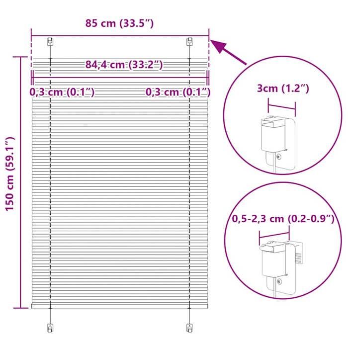 VidaXL Store plissé vert pétrole 85x150 cm largeur du tissu 84,4 cm, store plissé de fenêtre, store accordéon, store plissé 4015395
