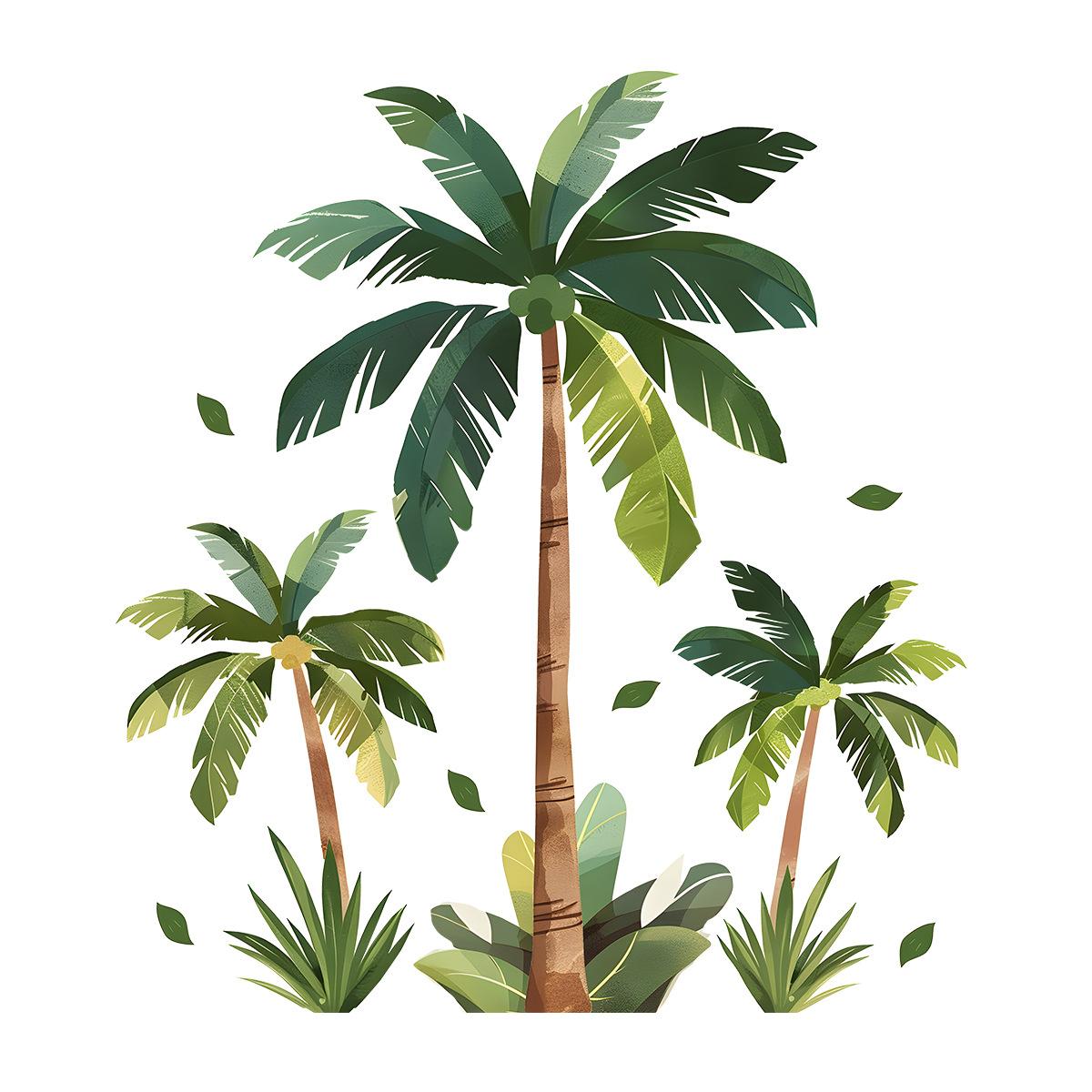 Самоклеящаяся наклейка на стену с пальмой, тропическое растение, украшение для гостиной, спальни, прихожей, фоновая стена 30x90cm разноцветный