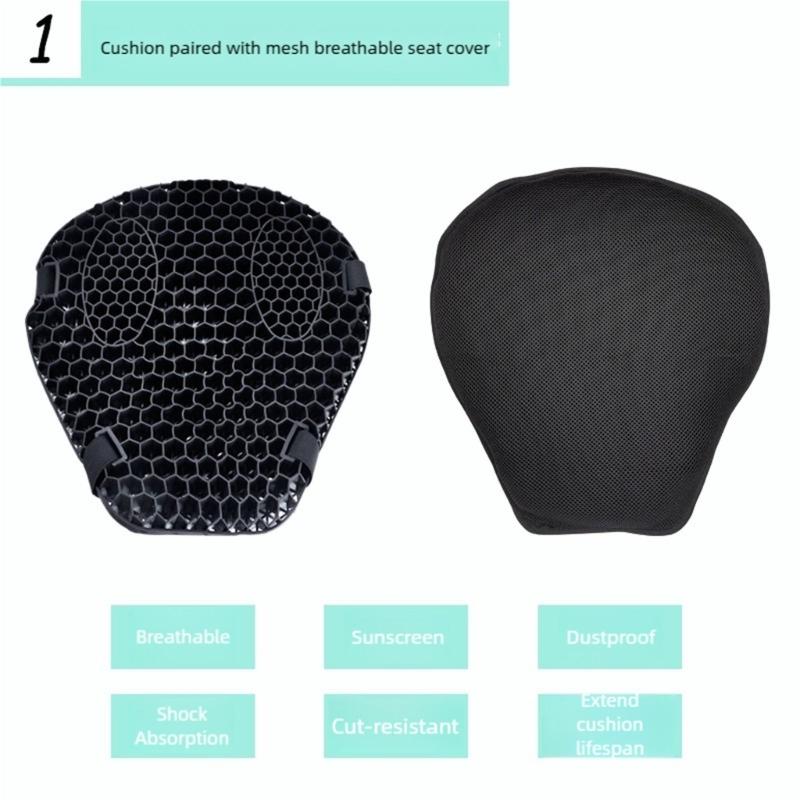 Motorcycle Gel Seat Pad with 3D Ventilation Channels Heat Insulation & Shock Absorption Bike Seat Cover for Riders