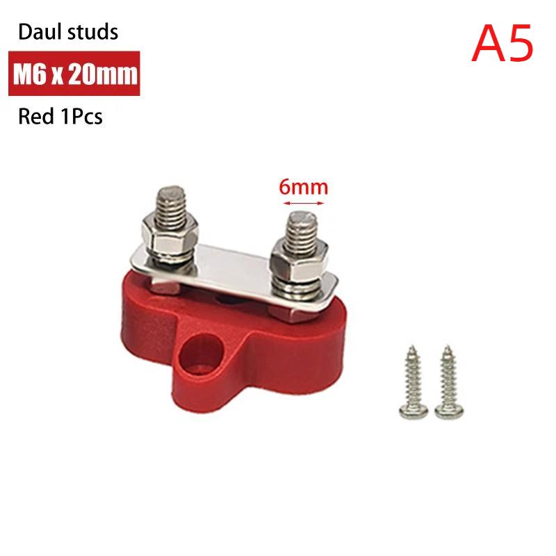 Single/Dual Terminal Block Stud 12-48V Bus Bar Power Terminal Block Positive Negative Fixed Wiring Bolts For Truck Rv Boat