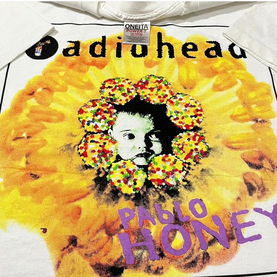 Винтажная футболка Radiohead Pablo Honey Tour 1993 р.L, футболка с одинарной строчкой, РЕПРИНТ 4XL