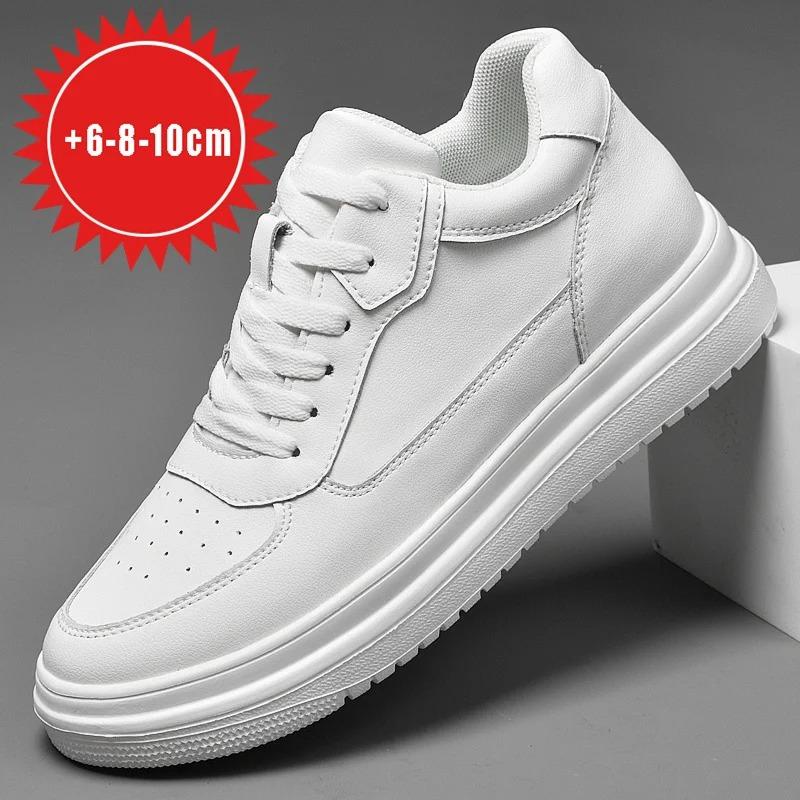 6 8 10cm Height Increasing Men Shoes High Quality Casual Leather Shoes Lace Up Platform Vulcanized Shoes Luxury Sneakers for Men