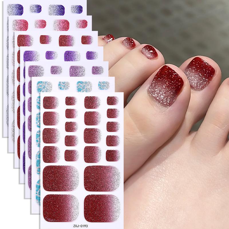 New Summer Glossy Pink Gradient Toenail Stickers, Perfect for Beachy Girls, Trending Nail Art Stickers.