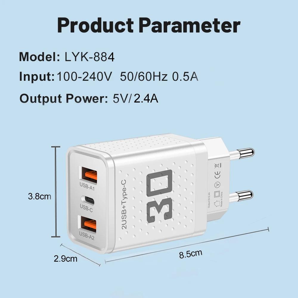 Încărcător USB C 30W PD Încărcare Rapidă Rapidă Telefon Mobil Tip C PD Adaptor de Perete Priză EU/US/UK pentru IPhone 16 Xiaomi 15 Samsung S24