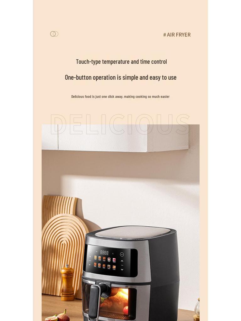 8L Large Capacity Home Air Fryer with EU Standard Touchscreen Display