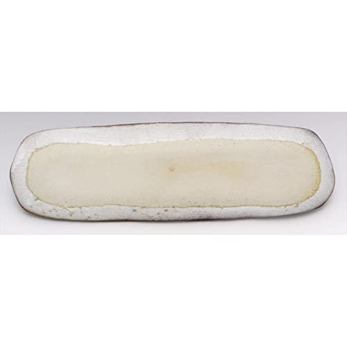 Mino ware "Yamasaku Kiln" turquoise blue plates, long rectangular plates, and sanma (saury) plates, approximately 34cm diameter x 10cm deep, set of 5,