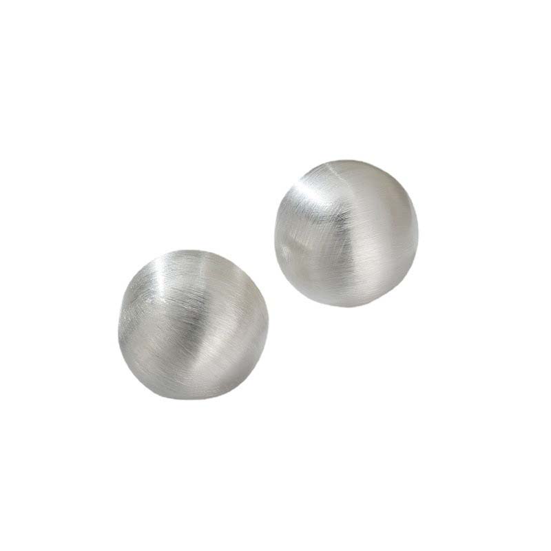 Modische Metall Gebürstet Mattierte Halbkreis Ohrstecker für Damen Vintage Goldfarben Runde Kugel Temperament Ohrringe Zirkonia Geschenk
