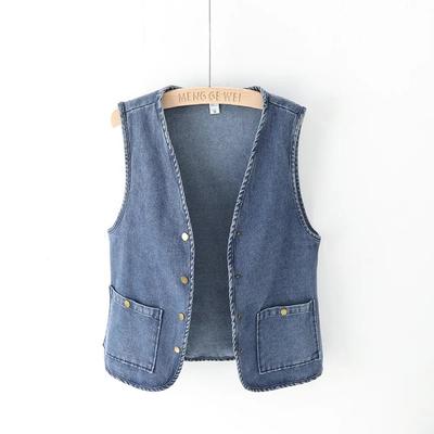 Gilet di Jeans da Donna Primavera/Autunno Design Oversize Giacca Snellente con Tasche