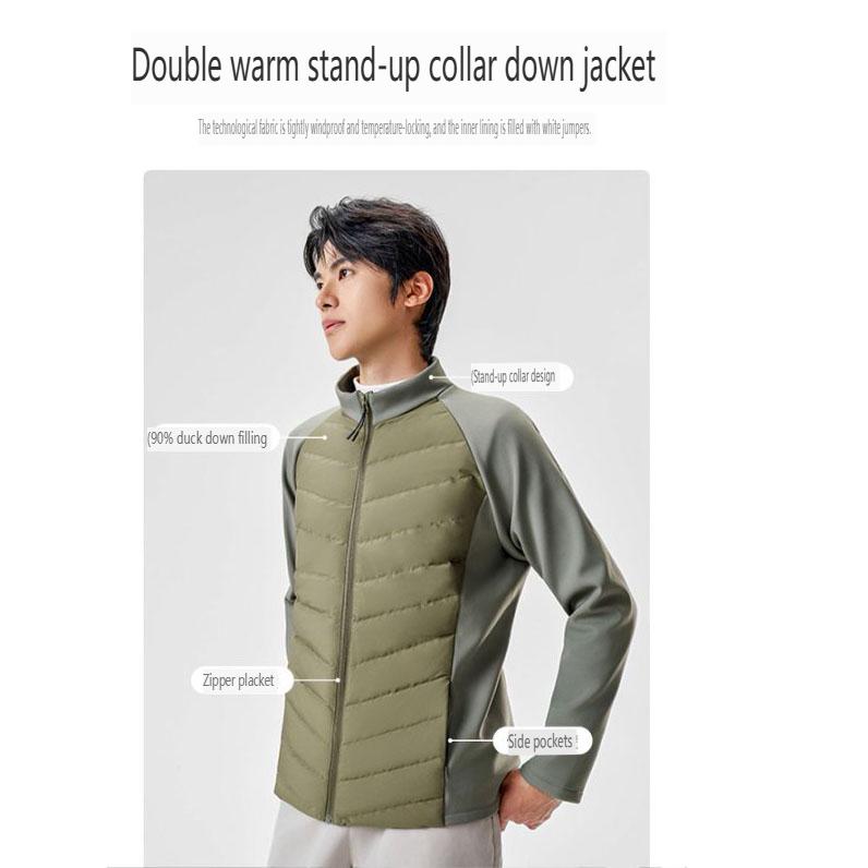 Winter Light weight Slim fit Thermal Patchwork Men Down Coat Warm Insulated Down Jacket