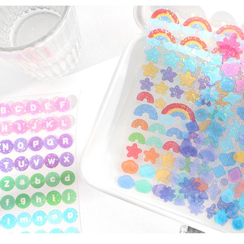 2 Pcs Color Fantasy Series Decorative PVC Laser Stickers Scrapbooking Stick Label Diary Stationery Album Rainbow Ribbon Sticker