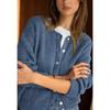 VEZFAA Moda feminina casual outono inverno cor sólida estampa manga comprida gola redonda suéteres